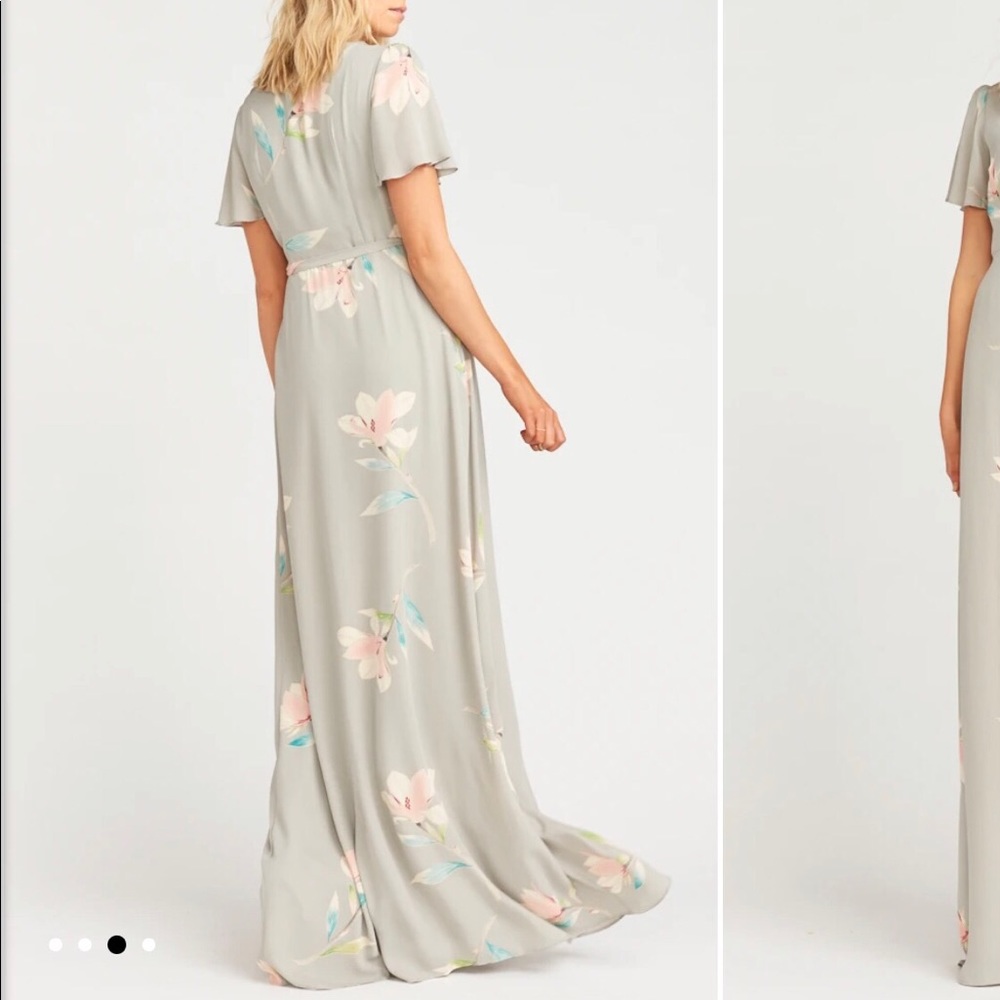 SHOW ME YOUR MUMU SOPHIA GRAY WRAP DRESS XS